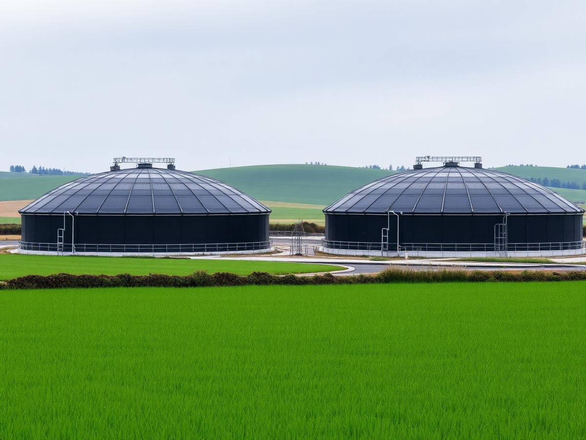 Anaerobic digester domes at a modern biogas plant